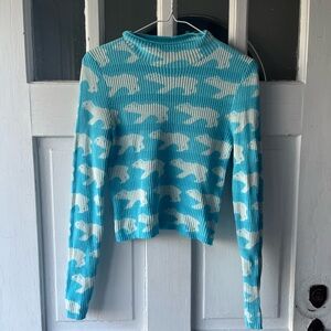 Urban Outfitters BDG Polar Bear Cropped Ribbed Sweater S